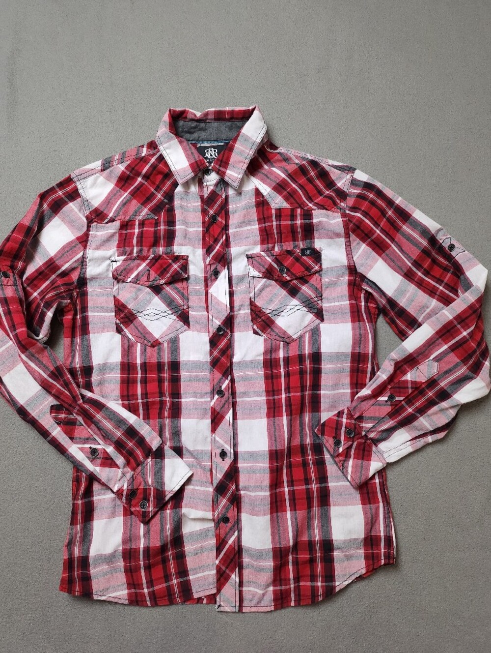 Rock & Republic Mens Red Plaid Western Button Down Shirt S